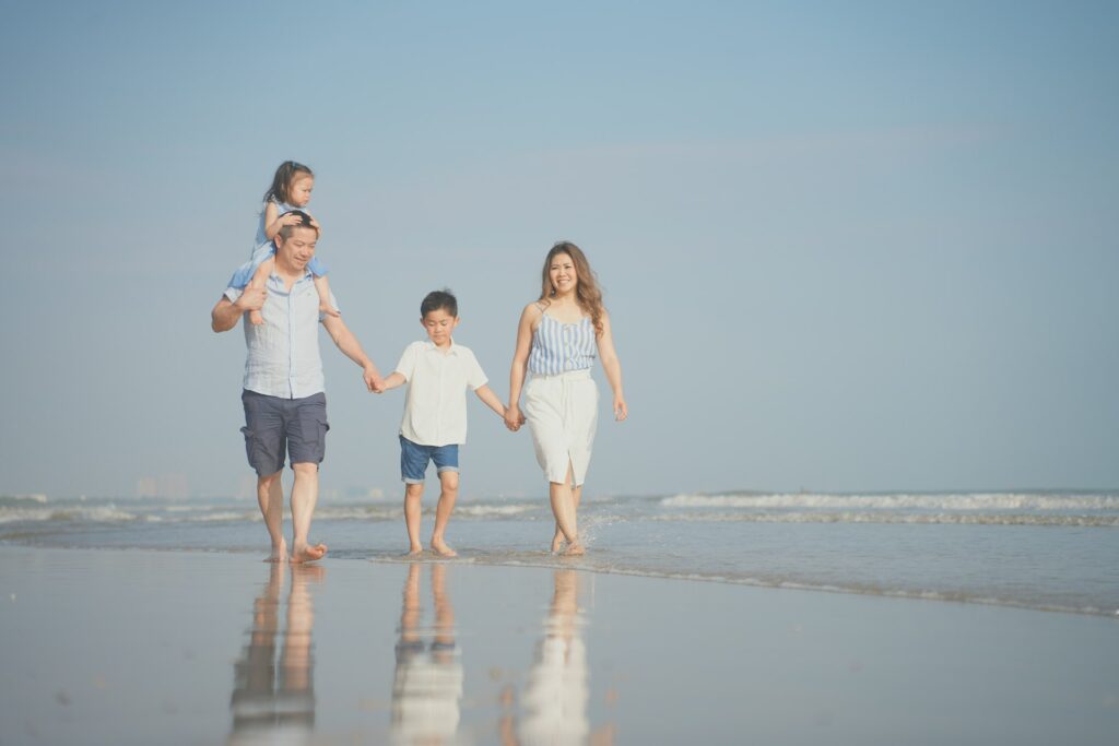 family at the beach