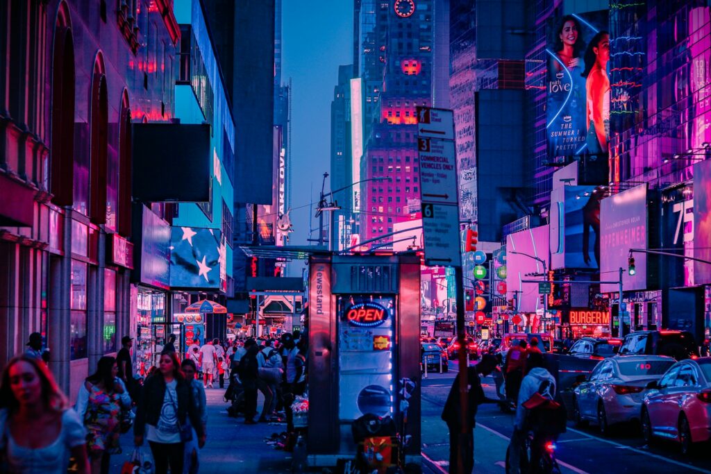 bustling city cinematic photo