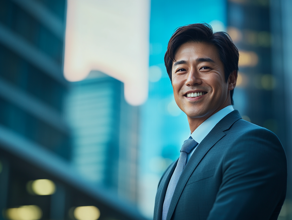 neutral building exterior headshot background