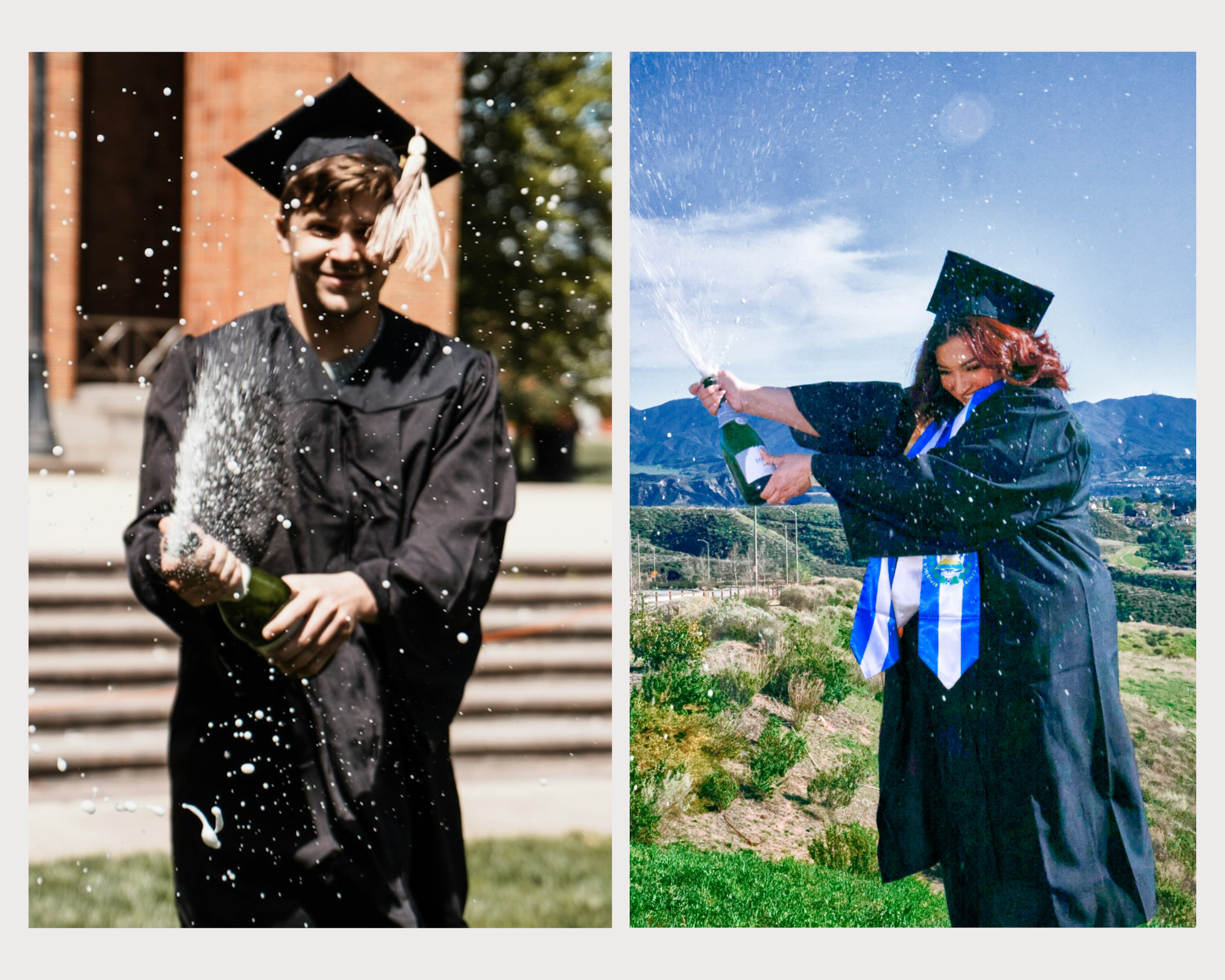 grad photo champagne pop