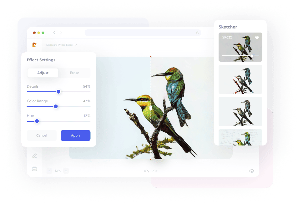 Turn photo into sketch.