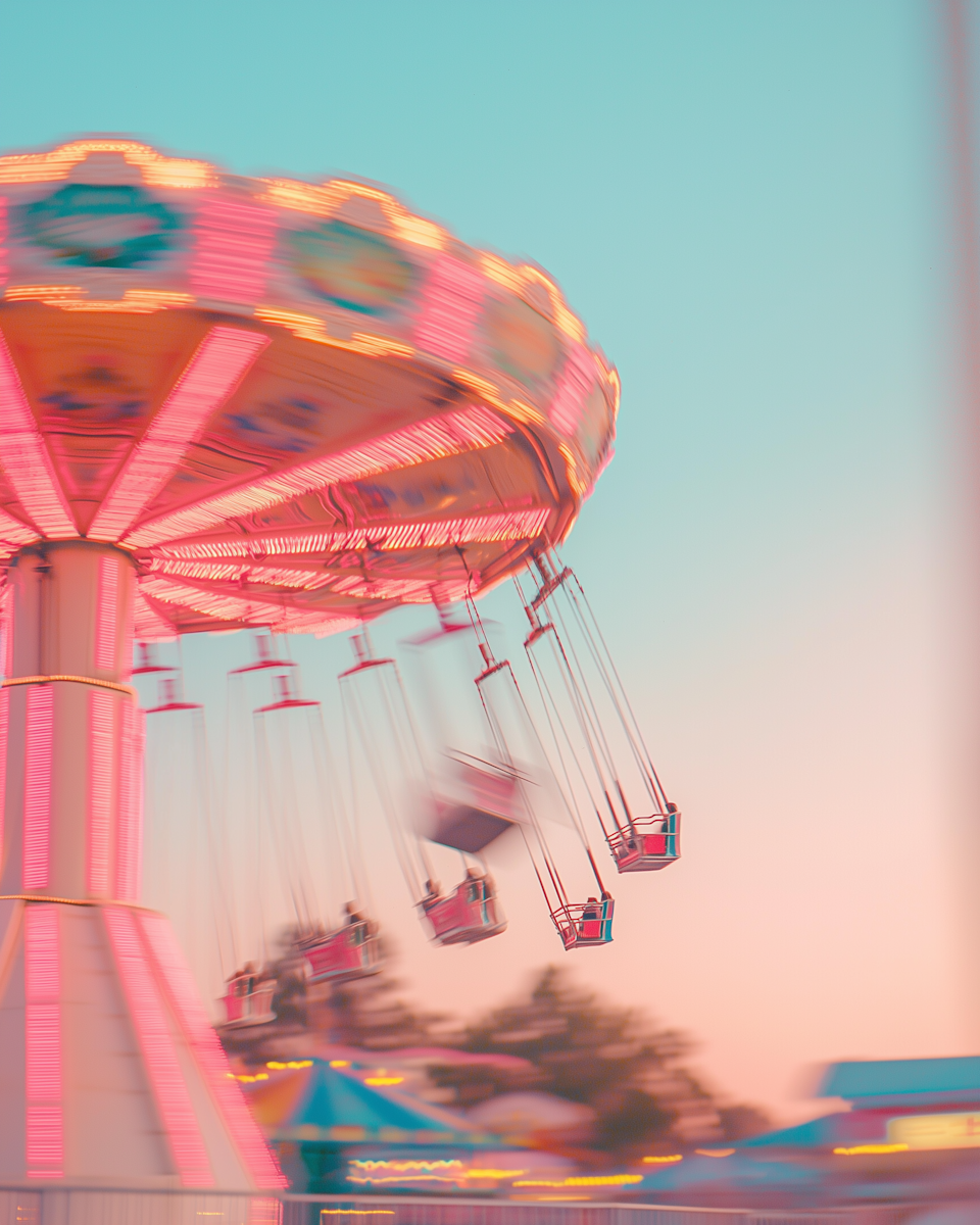 Swing Carousel Ride in Spring